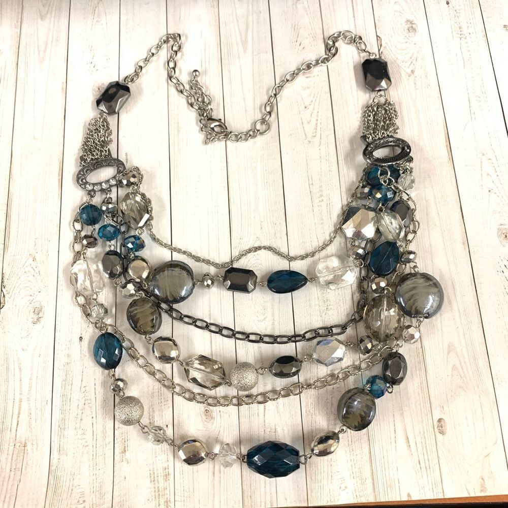 Multistrand Mixed Chain Beaded Necklace‎
